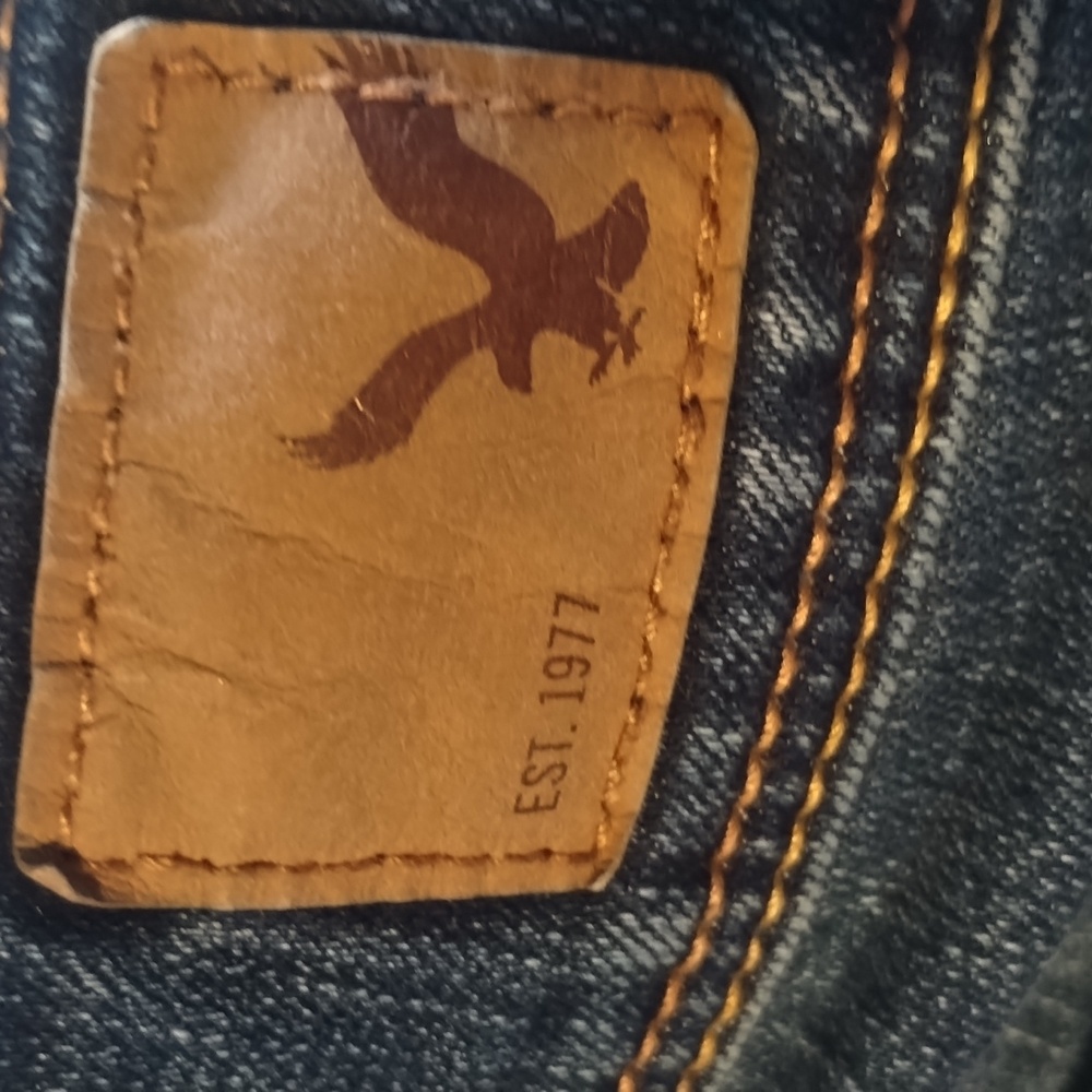 ♡ American Eagle Mid Rise Kick Boot Super Stretch Womans Size 14 Jeans 900 - Picture 8 of 8